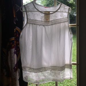 Girls Lace White Sleeveless Blouse